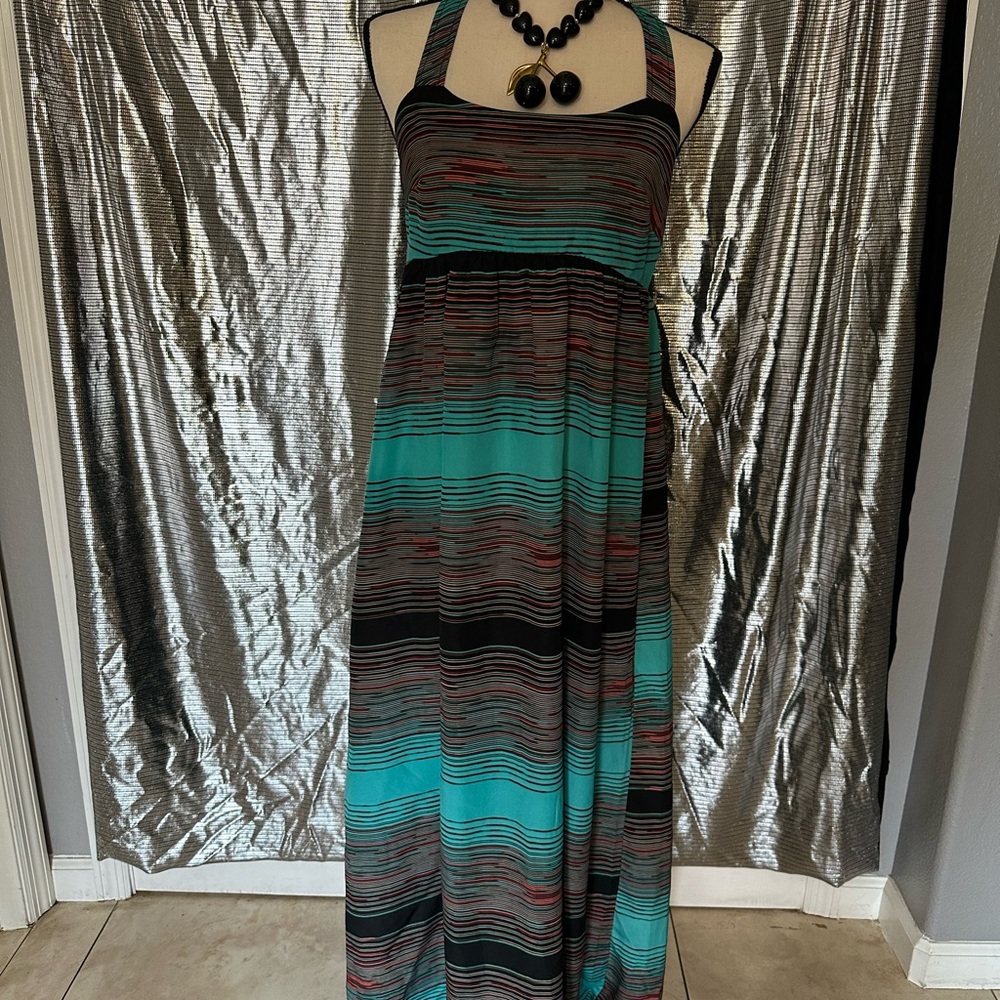 Striped Halter Maxi Dress
